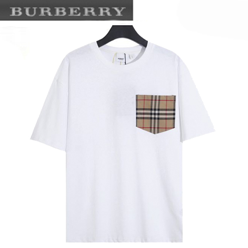 BURBER**-022618 버버리 화이트 체크 무늬 포켓 티셔츠 남여공용
