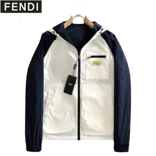 FENDI-032718 펜디 네이비/화이트 나일로 양면 바람막이 후드 재킷 남성용