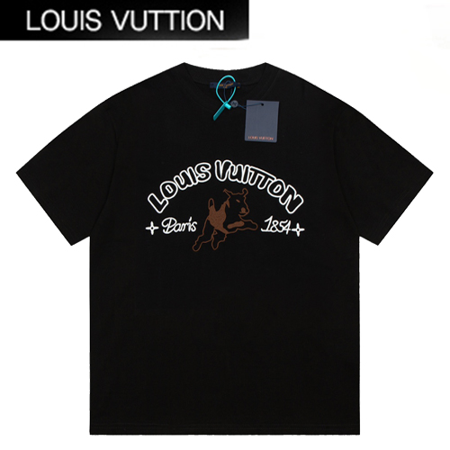 LOUIS VUITTON-031318 루이비통 블랙 아플리케 장식 티셔츠 남여공용