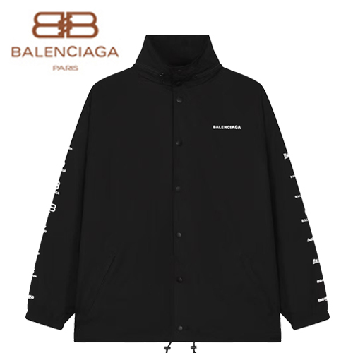 BALENCIAGA-101512 발렌시아가 블랙 프린트 장식 바람막이 후드 재킷 남여공용