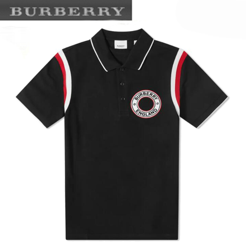 BURBERRY-03141 버버리 블랙 로고 그래픽 아플리케 장식 폴로 티셔츠 남여공용