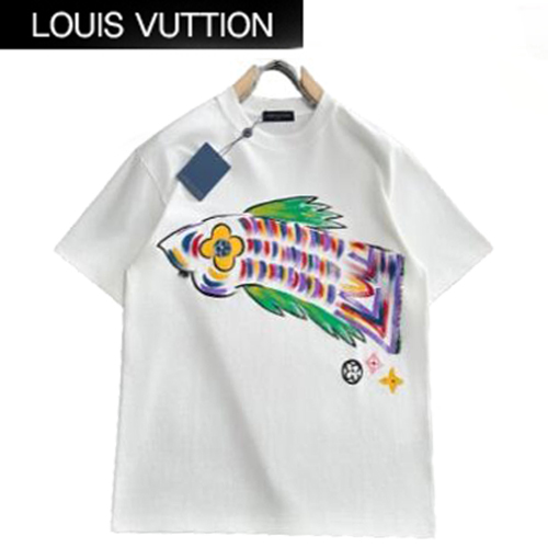 LOUIS VUITTON-04121 루이비통 화이트 프린트 장식 티셔츠 남성용