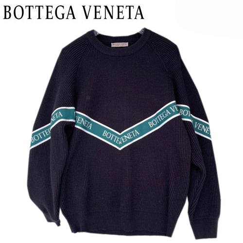 BOTTEGA VENETA-12211 보테가 베네타 블랙 니트 코튼 스트라이프 장식 스웨터 남성용