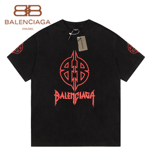 BALENCIAGA-07251 발렌시아가 블랙 프린트 장식 티셔츠 남여공용