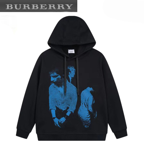 BURBERRY-08131 버버리 블랙 프린트 장식 후드 티셔츠 남성용