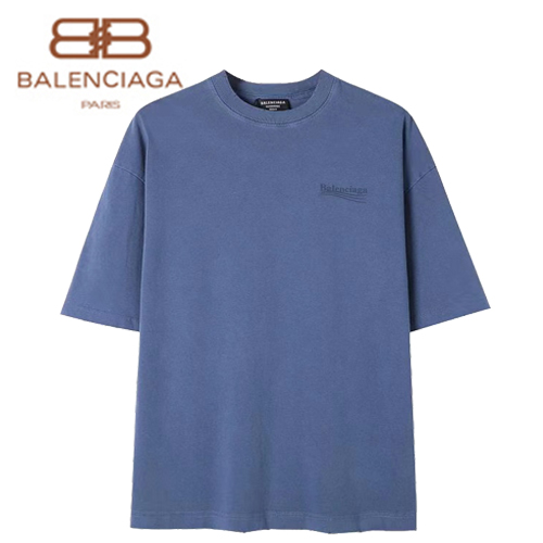 BALENCIAGA-06061 발렌시아가 블루 프린트 장식 티셔츠 남여공용