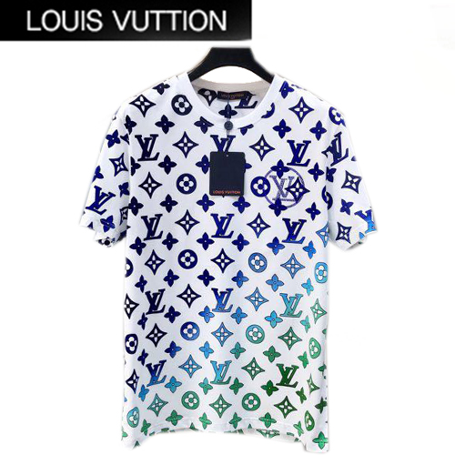 LOUIS VUITTON-07131 루이비통 화이트 모노그램 프린트 장식 티셔츠 남성용