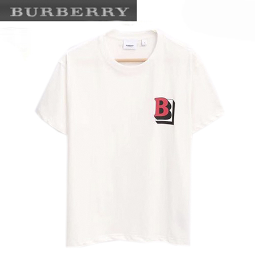BURBERRY-06251 버버리 화이트 B 프린트 장식 티셔츠 남여공용