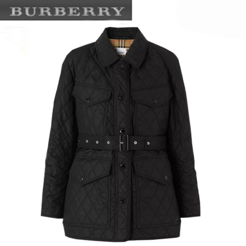 BURBERRY-80341221 버버리 블랙 다이아몬드 퀼팅 나일론 캔버스 필드 재킷 여성용