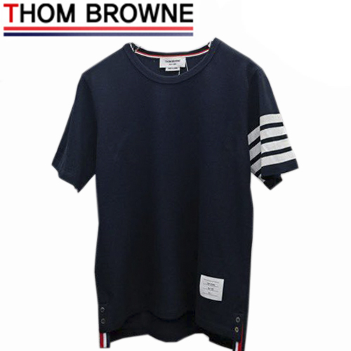 THOM BROW**-04011 톰 브라운 네이비 스트라이프 장식 티셔츠 남성용