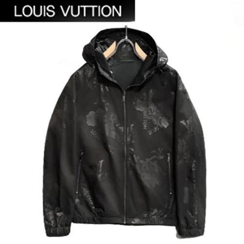 LOUIS VUITTON-030620 루이비통 블랙 프린트 장식 바람막이 후드 재킷 남성용