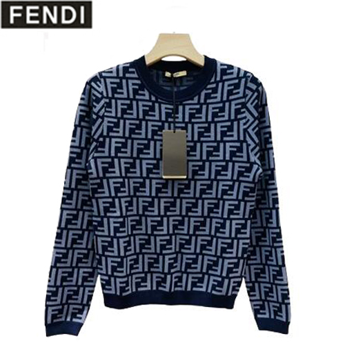 FENDI-012120 펜디 네이비 니트 코튼 FF 스웨터 여성용