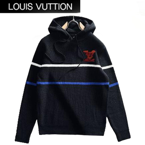 LOUIS VUITTON-011220 루이비통 블랙 스트라이프 장식 후드 스웨터 남성용