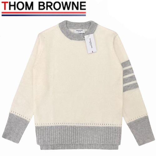 THOM BROWNE-10312 톰 브라운 아이보리 스트라이프 장식 스웨터 남여공용
