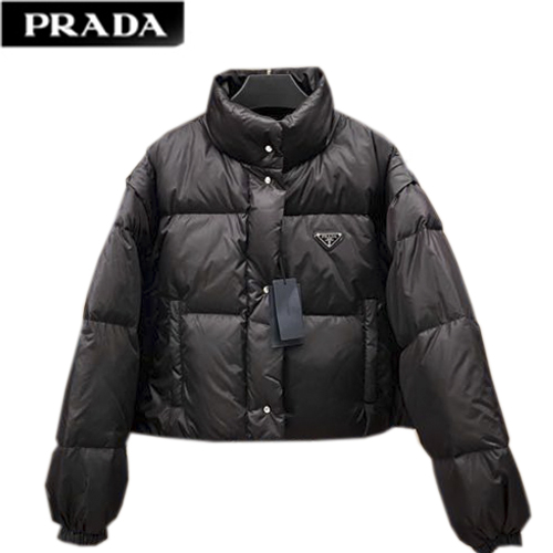 PRADA-09012 프라다 라이트 블랙 트라이앵글 로고 패딩 여성용