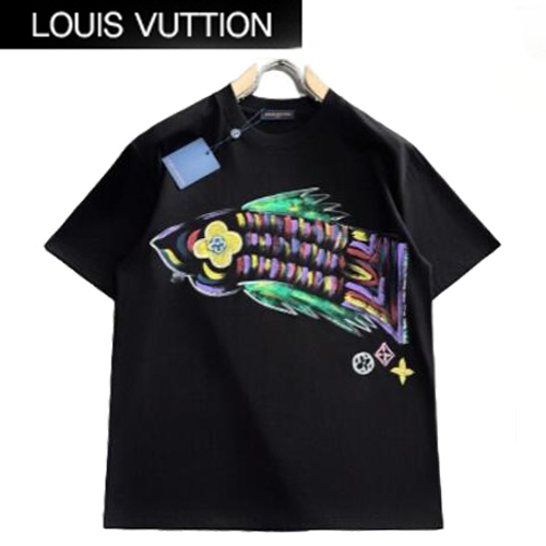 LOUIS VUITTON-04122 루이비통 블랙 프린트 장식 티셔츠 남성용