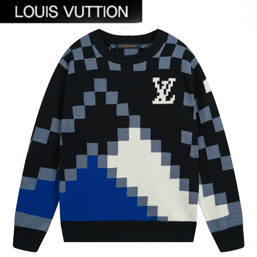 LOUIS VUITTON-12292 루이비통 블랙/블루 LV 시그니처 장식 스웨터 남여공용