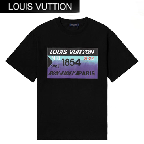 LOUIS VUITTON-07281 루이비통 블랙 프린트 장식 티셔츠 남여공용