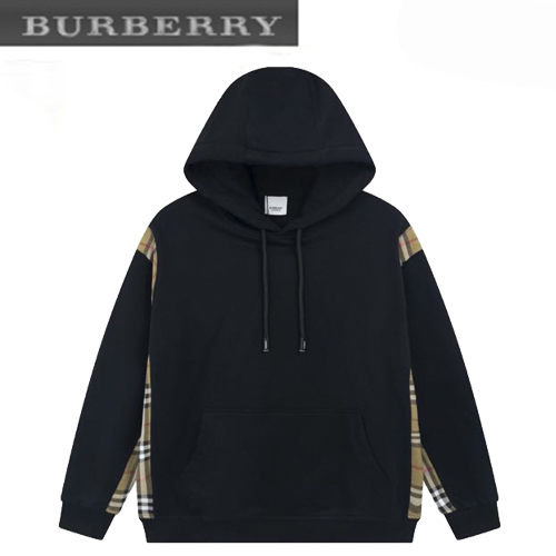 BURBERRY-09172 버버리 블랙 체크 무늬 디테일 후드 티셔츠 남여공용