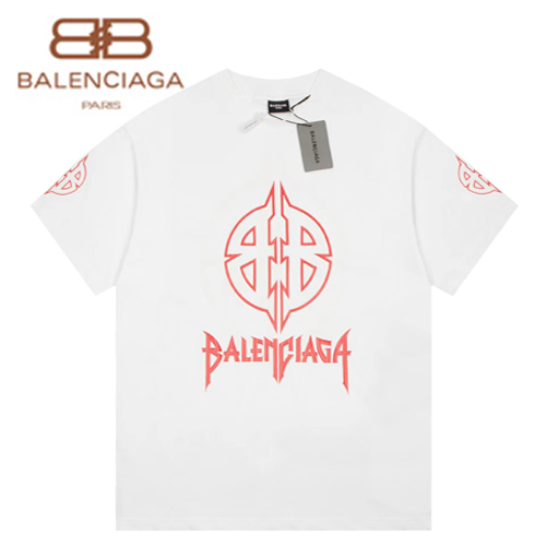 BALENCIAGA-07252 발렌시아가 화이트 프린트 장식 티셔츠 남여공용