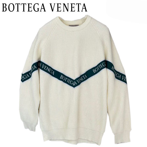 BOTTEGA VENETA-12212 보테가 베네타 화이트 니트 코튼 스트라이프 장식 스웨터 남성용