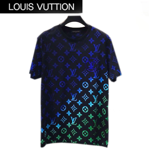 LOUIS VUITTON-07132 루이비통 블랙 모노그램 프린트 장식 티셔츠 남성용