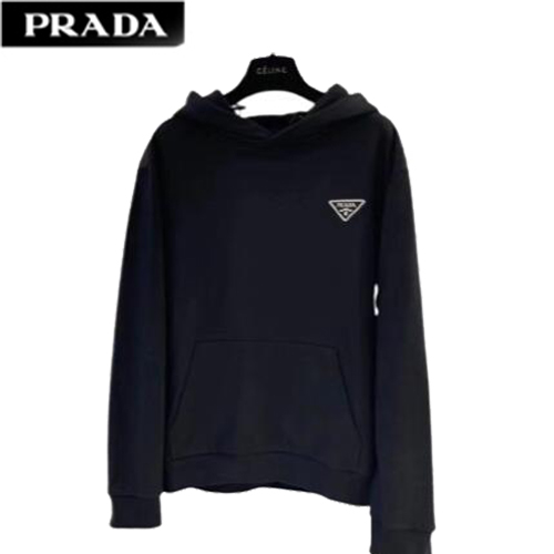 PRADA-03102 프라다 블랙 코튼 후드 티셔츠 남성용