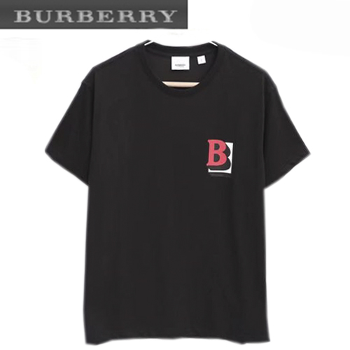 BURBERRY-06252 버버리 블랙 B 프린트 장식 티셔츠 남여공용