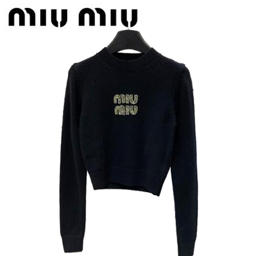 MIUMIU-01182 미우미우 블랙 아플리케 장식 스웨터 여성용