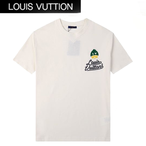 LOUIS VUITT**-02252 루이비통 아이보리 아플리케 장식 티셔츠 남여공용