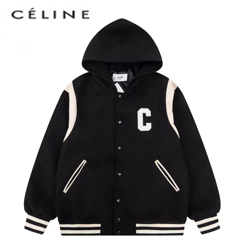 CELINE-08302 셀린느 블랙 아플리케 장식 베이스볼 후드 재킷 남여공용
