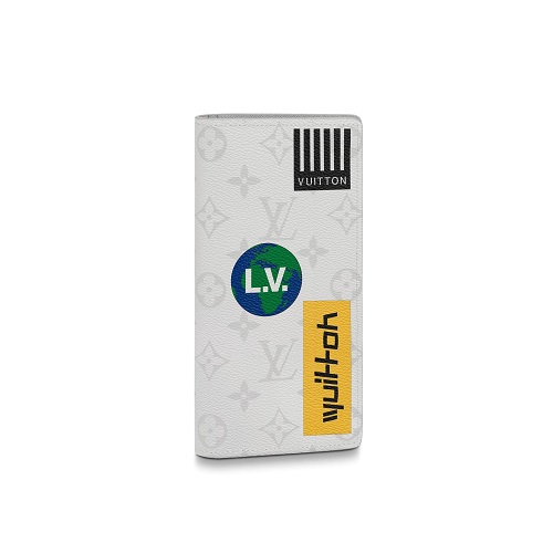 LOUIS VUITTON-M67822 루이비통 모노그램 화이트 스티커 프린트 브라짜 레플리카 남성 장지갑