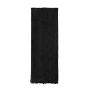 GUCCI-133483 1000 구찌 블랙 자카드 패턴 니트 스카프 여성용