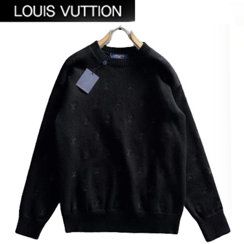 LOUIS VUITTON-12153 루이비통 블랙 LV 시그니처 아플리케 장식 스웨터 남성용
