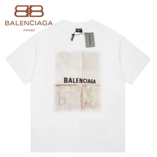 BALENCIAGA-06223 발렌시아가 화이트 프린트 장식 티셔츠 남여공용