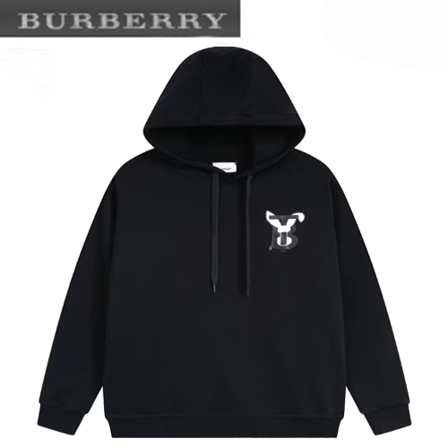 BURBERRY-07243 버버리 블랙 TB 프린트 장식 후드 티셔츠 남여공용