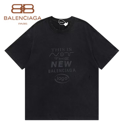 BALENCIAGA-06193 발렌시아가 블랙 프린트 장식 빈티지 티셔츠 남여공용