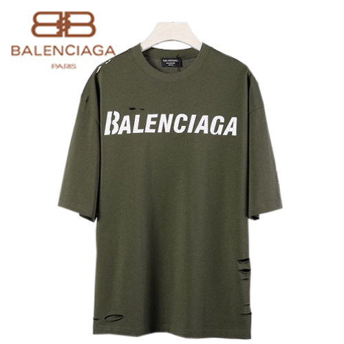 BALENCIA**-05153 발렌시아가 카키 BALENCIAGA 프린트 장식 빈티지 티셔츠 남여공용