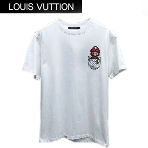 LOUIS VUITTON-07043 루이비통 화이트 모노그램 프린트 장식 티셔츠 남성용