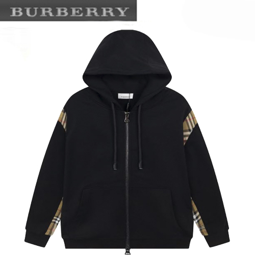 BURBERRY-09173 버버리 블랙 체크 무늬 디테일 후드 재킷 남여공용