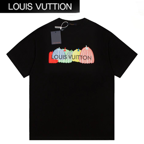 LOUIS VUITTON-06213 루이비통 블랙 아플리케 장식 티셔츠 남여공용