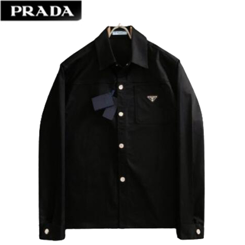 PRADA-01153 프라다 블랙 트라이앵글 로고 셔츠 남성용