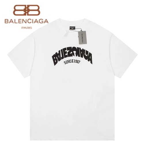 BALENCIAGA-07253 발렌시아가 화이트 프린트 장식 티셔츠 남여공용