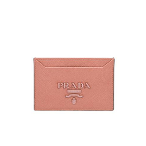 [스페셜오더]PRADA-1MC208 프라다 다크 핑크 사피아노 가죽 톤 온 톤 메탈 레터링 로고 신용카드 지갑