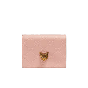 [스페셜오더]GUCCI-548057 5877 구찌 핑크 Gucci 시그니처 가죽 캣 장식 카드 케이스