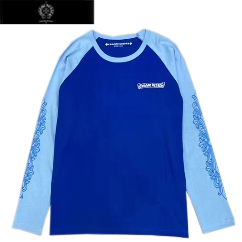 CHROMEHEARTS-09143 크롬하츠 블루 프린트 장식 긴팔 티셔츠 남여공용
