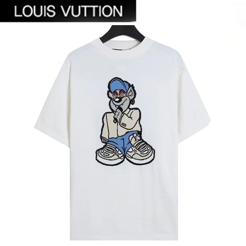 LOUIS VUITTON-07293 루이비통 화이트 아플리케 장식 티셔츠 남여공용
