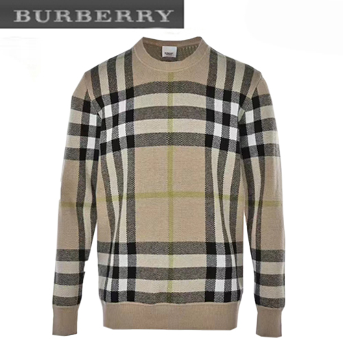 BURBERRY-02141 버버리 베이지 니트 코튼 체크무늬 스웨터 남여공용