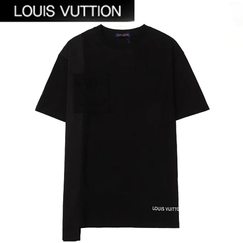 LOUIS VUITTON-06064 루이비통 블랙 아플리케 디테일 티셔츠 남여공용