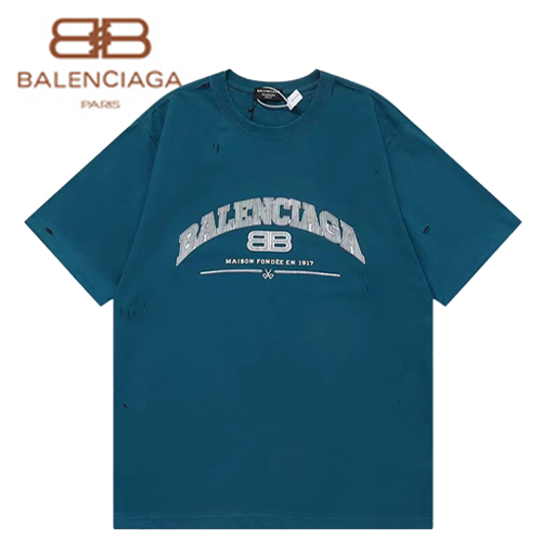 BALENCIAGA-06194 발렌시아가 블루 프린트 장식 빈티지 티셔츠 남여공용